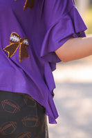PREORDER - Jess Lea Sideline Sparkle Ruffle Top - Purple