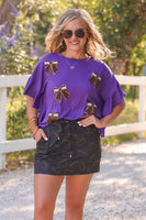 PREORDER - Jess Lea Sideline Sparkle Ruffle Top - Purple