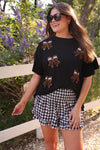 PREORDER - Jess Lea Sideline Sparkle Ruffle Top - Black