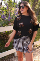 PREORDER - Jess Lea Sideline Sparkle Ruffle Top - Black