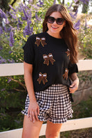 PREORDER - Jess Lea Sideline Sparkle Ruffle Top - Black