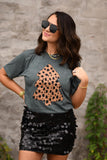 PREORDER - Heather Hunter Green Cheetah Christmas Tree Graphic Tee