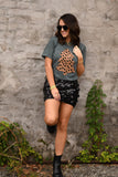 PREORDER - Heather Hunter Green Cheetah Christmas Tree Graphic Tee