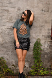 PREORDER - Heather Hunter Green Cheetah Christmas Tree Graphic Tee