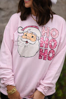 PREORDER - Faux Glitter Ho Ho Ho Santa Sweatshirt