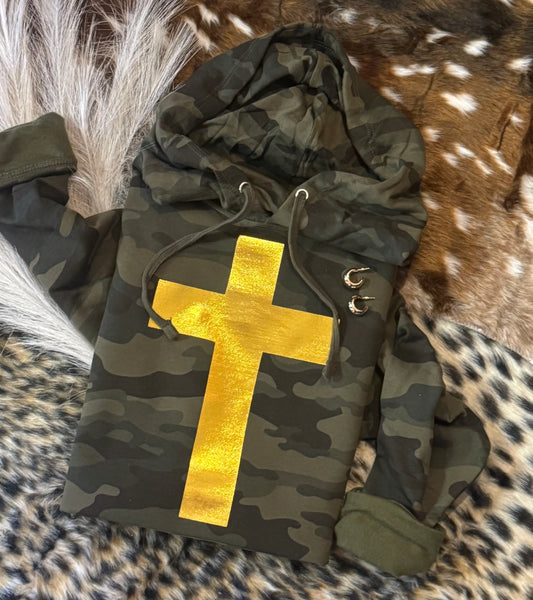 PREORDER - Foil Cross Camo Hoodie In Youth & Adult