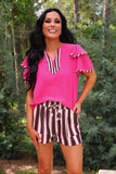PREORDER - Jess Lea Ava Flutter Sleeve Blouse - Neapolitan Stripes