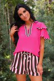 PREORDER - Jess Lea Ava Flutter Sleeve Blouse - Neapolitan Stripes