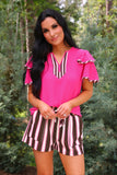 PREORDER - Jess Lea Runway Paperbag Shorts - Neapolitan Stripes