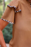 PREORDER - Jess Lea Ava Flutter Sleeve Blouse - Safari Chic