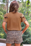 PREORDER - Jess Lea Ava Flutter Sleeve Blouse - Safari Chic