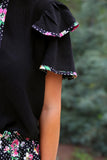 PREORDER - Jess Lea Ava Flutter Sleeve Blouse - Daisy Polka Dot