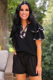 PREORDER - Jess Lea Ava Flutter Sleeve Blouse - Daisy Polka Dot