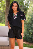 PREORDER - Jess Lea Ava Flutter Sleeve Blouse - Daisy Polka Dot