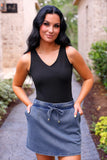 PREORDER - Jess Lea Refined Denim Stretch Skort - Light Wash