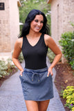 PREORDER - Jess Lea Refined Denim Stretch Skort - Light Wash