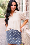 PREORDER - Jess Lea Refined Denim Stretch Skort - Polka Dot