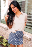 PREORDER - Jess Lea Refined Denim Stretch Skort - Polka Dot