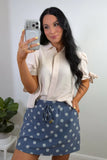 PREORDER - Jess Lea Refined Denim Stretch Skort - Polka Dot