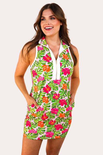 PREORDER - Jess Lea Everyday Zipper Dress, Pink Tropical