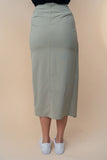 S-XL High-Waisted Asymmetrical Front Wrap Sage Skirt