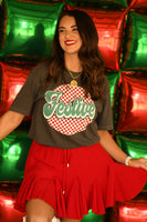 PREORDER - Festive Checkered Graphic Tee Short or Long Sleeve in Youth & Adult