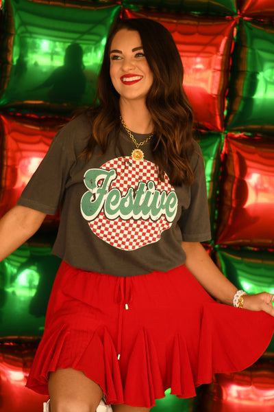 PREORDER - Festive Checkered Graphic Tee Short or Long Sleeve in Youth & Adult