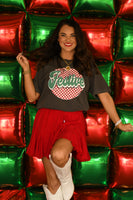 PREORDER - Festive Checkered Graphic Tee Short or Long Sleeve in Youth & Adult