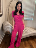 S XL - Hot Pink Jumpsuit With Pockets
