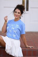 🔥NEW ARRIVAL SALE🔥White Bows Blue Graphic Tee
