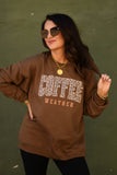 PREORDER - Coffee Weather Leopard Graphic Sweatshirt