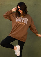 PREORDER - Coffee Weather Leopard Graphic Sweatshirt