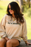 PREORDER - He’s Hunting Graphic Sweatshirt in Tan