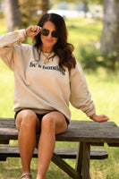PREORDER - He’s Hunting Graphic Sweatshirt in Tan