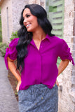 PREORDER - Jess Lea Lainey Tie Sleeve Top - Fuschia