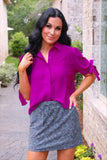 PREORDER - Jess Lea Lainey Tie Sleeve Top - Fuschia