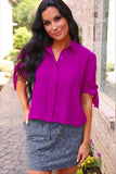 PREORDER - Jess Lea Lainey Tie Sleeve Top - Fuschia