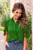 PREORDER - Jess Lea Lainey Tie Sleeve Top - Green