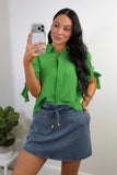PREORDER - Jess Lea Lainey Tie Sleeve Top - Green