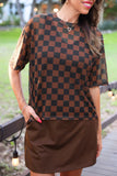 PREORDER - Jess Lea Emma Mesh Tee - Black And Chocolate Checkered
