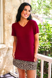 PREORDER - Jess Lea Basic Tee - Burgundy