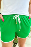 PREORDER - Large only Jess Lea Green And White Drawstring Everyday Shorts