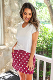 PREORDER - Jess Lea Burgundy Polka Dot Skort