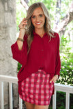 PREORDER - Jess Lea Cranberry Gingham Skort