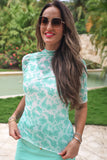PREORDER - S-L Jess Lea Kora Short Sleeve Mesh Top - Mint Eternal Blossom