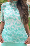 PREORDER - S-L Jess Lea Kora Short Sleeve Mesh Top - Mint Eternal Blossom