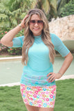 PREORDER - S-XXL Jess Lea Kora Short Sleeve Mesh Top - Pool Blue