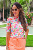 PREORDER - Small Medium Jess Lea Kora Short Sleeve Mesh Top - Check The Tropics