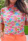 PREORDER - Small Medium Jess Lea Kora Short Sleeve Mesh Top - Check The Tropics