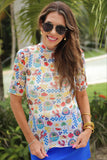 PREORDER - S-L Jess Lea Kora Short Sleeve Mesh Top - Amalfi Mood
